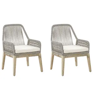 Set of 2 Garden Chairs with Cushions OLBIA Beige