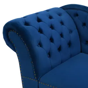 Left Hand Chaise Lounge Velvet Blue NIMES