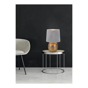 Luminosa Sophia Modern Table Lamp with Round Tapered Shade Gold Grey Shade - UK Stock