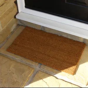 JVL Manor Plain Natural Coir Backed Door Mat, Latex, 40x60cm, Brown