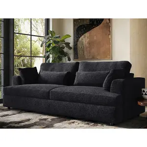 Solace+Co Drew 3 Seater Chenille Sofa - Charcoal