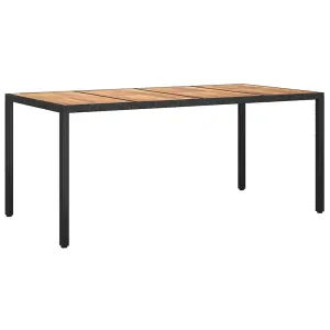 Berkfield Garden Table 190x90x75 cm Poly Rattan and Acacia Wood Black