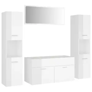 Berkfield Bathroom Furniture Set High Gloss White Engineered Wood