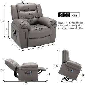 Power Lift Recliner,Lift Chairs Recliners for Elderly, Electric Massage Heating Chair for Seniors Living Room Armchair-Tech cloth