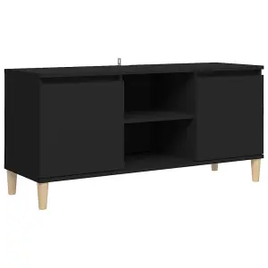 Berkfield TV Cabinet with Solid Wood Legs Black 103.5x35x50 cm