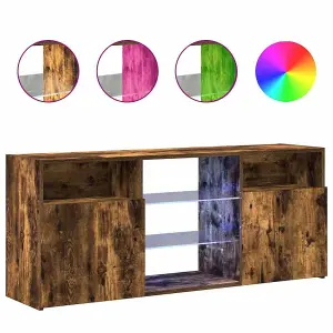 vidaXL TV Cabinet with LED Lights Smoked Oak 120x30x50 cm