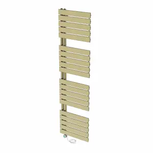 Rinse Bathrooms Prefilled Electric Heated Rail with Timer Designer Flat Panel Thermostatic Brushed Brass 1800x500mm