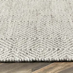 Natural Geometric Wool Modern Geometric Handmade Rug for Living Room and Bedroom-80cm X 150cm