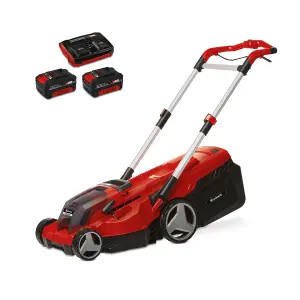 Einhell 38cm Cordless Lawnmower 36V Rotary With 2x 4.0Ah Batteries And Charger Power X-Change 45L Grass Box - RASARRO 36/38