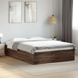 Berkfield Bed Frame without Mattress Brown Oak 135x190 cm Double