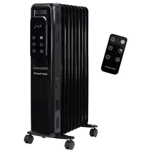 Russell Hobbs Electric Heater 2000W Black Digital 9 Fin Oil Filled Radiator with Remote & 2 Year Guarantee RHOFR2009B-D