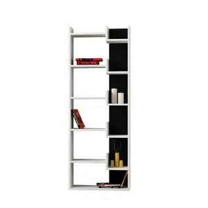 Kara 5-Tier Freestanding Bookcase for Home and Office Storage White/Black / 162.56" H x 61" W x 22" D