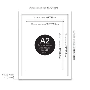 A2 White Picture Frame With Mount for A3 (29.7 x 42cm - 11.7 x 16.5in) Poster, Photo, Artwork, or Print.