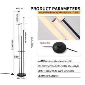 Garwarm 169cm Black LED Tray Table Floor Lamp