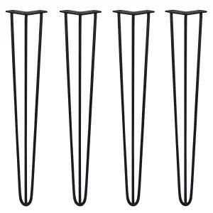 4 x Hairpin Leg - 28 - Black - 3 Prong - 10m