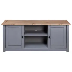 vidaXL TV Cabinet Grey 120x40x50 cm Solid Pine Wood Panama Range