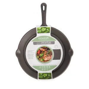 KitchenCraft Deluxe Cast Iron 24cm Round Plain Grill Pan