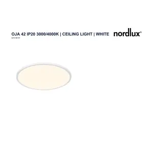 Nordlux Oja 42 3000/4000K 3-Step Indoor Living Dining Bedroom Ceiling Light In White (Height) 2.3cm