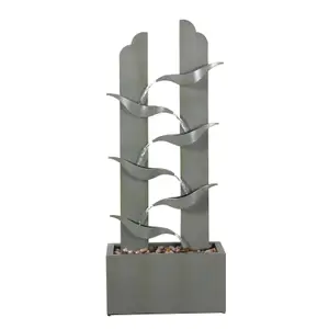 Primrose Elvas Tiered Cascading Zinc Water Feature With Lights 123cm