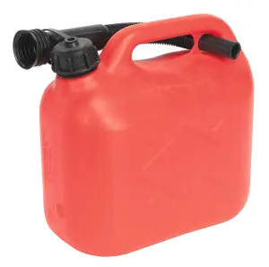 Sealey Plastic Fuel Can 5 Litres Screw Lock Cap & Flexible Spout - Red JC5R