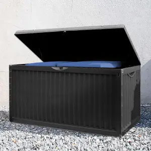 Garden Storage Box Plastic Outdoor Large 336L Patio Container Garden Structure Outbuildings Wheels Lock Lid