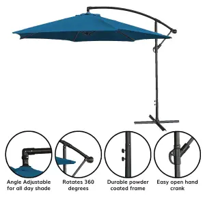 Cyrus Banana Cantilever Parasol - Blue