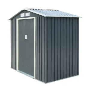 6 x 4 Double Door Metal Apex Shed (Dark Grey)