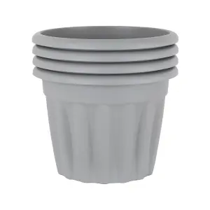 Wham 4x Vista Plastic Planter, Round Garden Plant Pot, Medium Floor Pot (40cm, 20L, Pack of 4) Made in UK (Upcycle Grey)