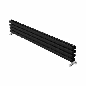 Right Radiators 1600x236 mm Horizontal Vertical Oval Column Radiator Double Panel Rads Black