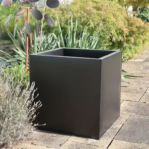 60cm Zinc Galvanised Matte Black Square Planter