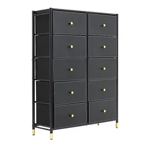 Black Plastic Storage Cabinet with 10 Drawers