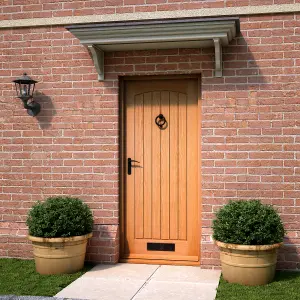 Unglazed Cottage Wooden White oak veneer External Front door, (H)2032mm (W)813mm