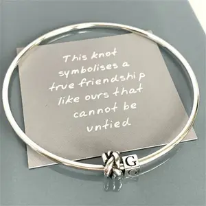 Handmade Silver Personalised Friendship Knot Bangle