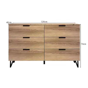 FWStyle 6 Drawer Chest Of Drawers Cracked Oak Fast Click Assembly