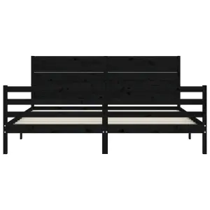 Berkfield Bed Frame with Headboard Black 200x200 cm Solid Wood