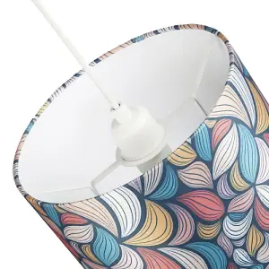 Multi Colour Kaleidoscope Leaf Themed Lamp Shade with Inner White Cotton Lining