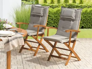 Set of 2 Garden Chairs with Cushions MAUI Acacia Wood Grey