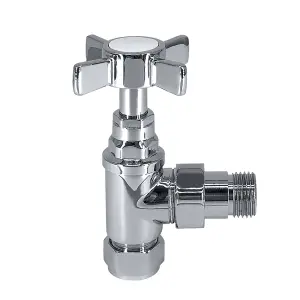 Right Radiators Traditional Towel Radiator Valves Angled Chrome Central Heating Taps 15mm (Pair)