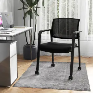 Costway Set of 2 Meeting Room Office Chairs Stackable Office Guest Mesh Chairs W/ Wheels