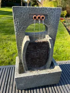 3 Outlets Tier Water Feature with LED Lights - Solar Powered 27x18x45cm