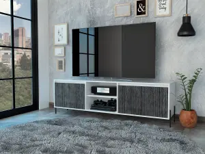 White Dallas ultra wide TV rack with 4 doors