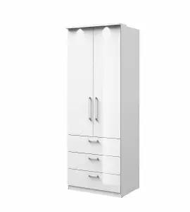 Optima 68 Hinged Wardrobe - Sleek White Gloss for Modern Homes - W800mm x H2170mm x D630mm