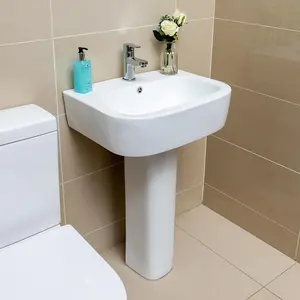 Danby Bathroom Ceramic Basin & Full Pedestal with One Tap Hole and Overflow