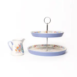 London Pottery Cake Stand And Milk Jug Set - Viscri Meadow