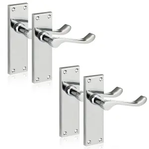 XFORT Polished Chrome 6" Victorian Scroll Lever Latch Door Handles, 2 Pairs