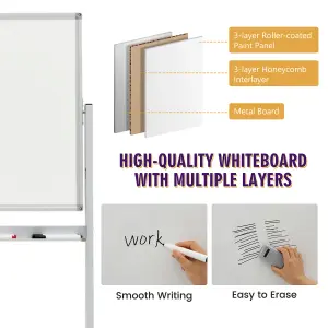 Costway Double-Sided Magnetic Mobile Whiteboard Adjustable Dry Erase Board