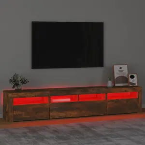 Berkfield TV Cabinet with LED Lights Smoked Oak 210x35x40 cm