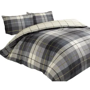 Check Flannel Argyle Duvet Cover with Pillowcases Blue / Single Duvet Cover + 1 Standard Pillowcase