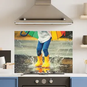 Premium 90cm x 65cm 6mm Glass Puddle Splash Kitchen Splashback Toughened Polished Edge