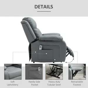 HOMCOM Riser and Recliner Chair Power Lift Recliner with Remote Grey